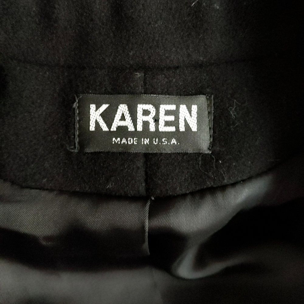 VTG Classic Boyfriend Black Wool Overcoat S - Picture 7 of 7